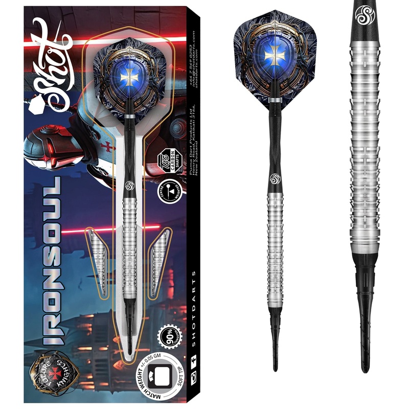 Shot Future Knights Darts – Soft Tip – 90% Tungsten – Ironsoul – 20g