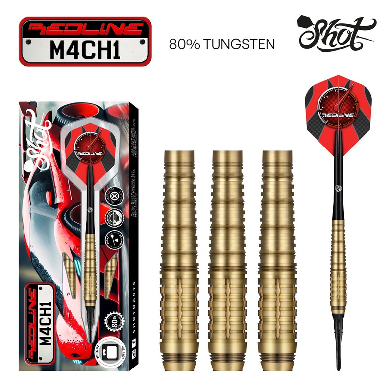 Shot Redline M4CH1 Soft Tip Dart Set-80% Tungsten-20gm