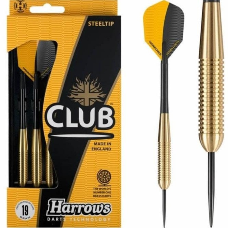 Harrows Club Brass Darts – Steel Tip – Solid Precision Brass – S02 – 19g 19g