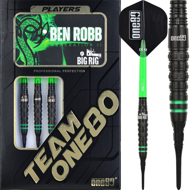One80 Ben Robb V2 Darts – Soft Tip – Big Rig – Black 18g