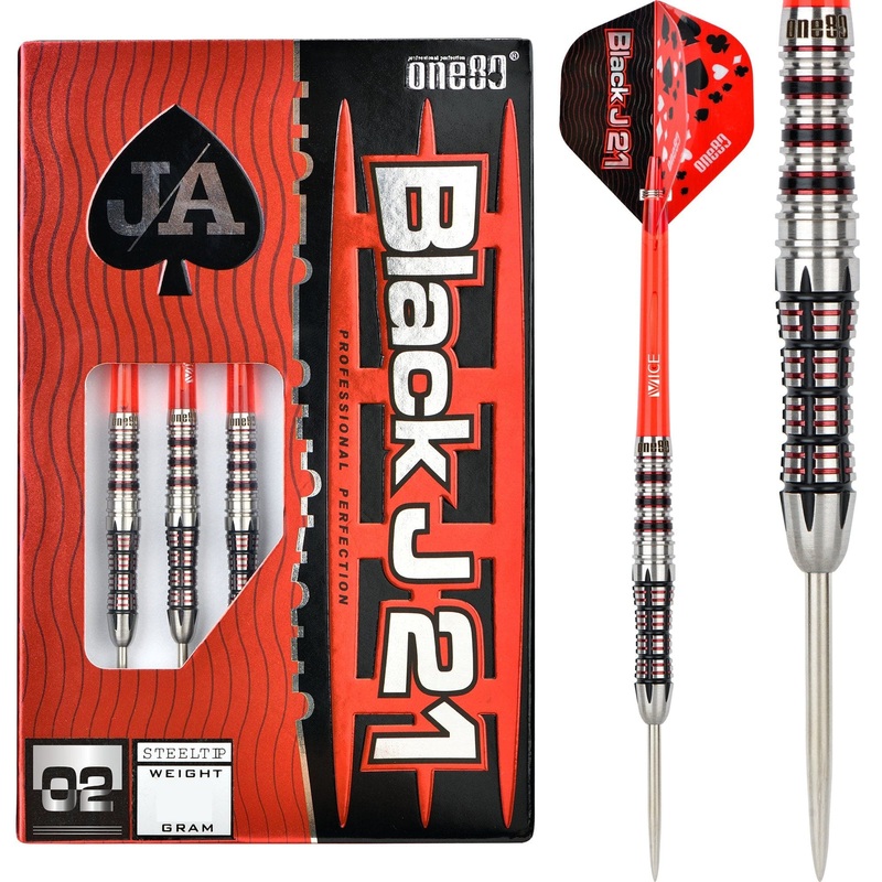*One80 Black J21 Darts – Steel Tip – Model 02 21g