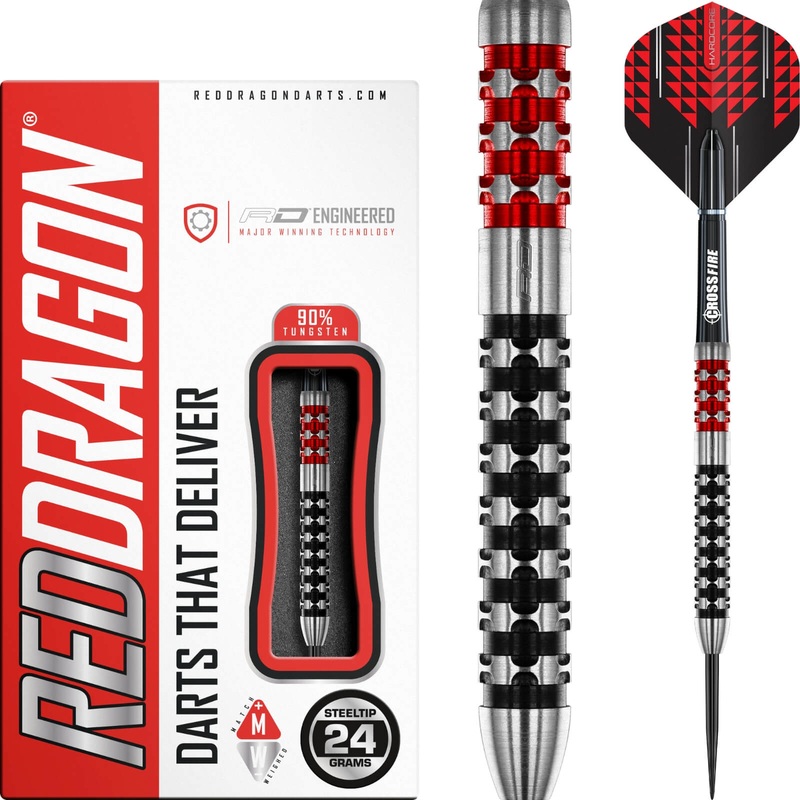 Red Dragon – Crossfire Darts – Steel Tip – 90% Tungsten – 22g 24g 26g 22 grams