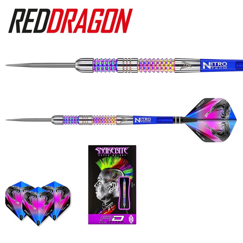 Red Dragon Peter Wright Snakebite Rainbow Mamba Steel Tip Darts 24 grams