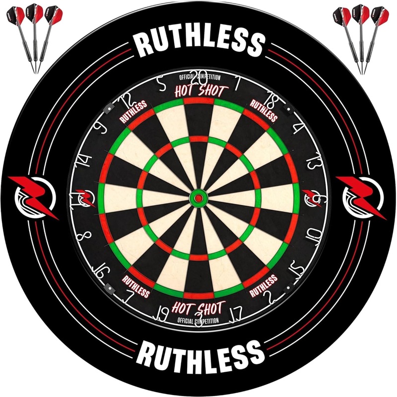 Ruthless Hotshot Home Darts Centre – HDC – inc. Dartboard, Surround and 2 sets of darts