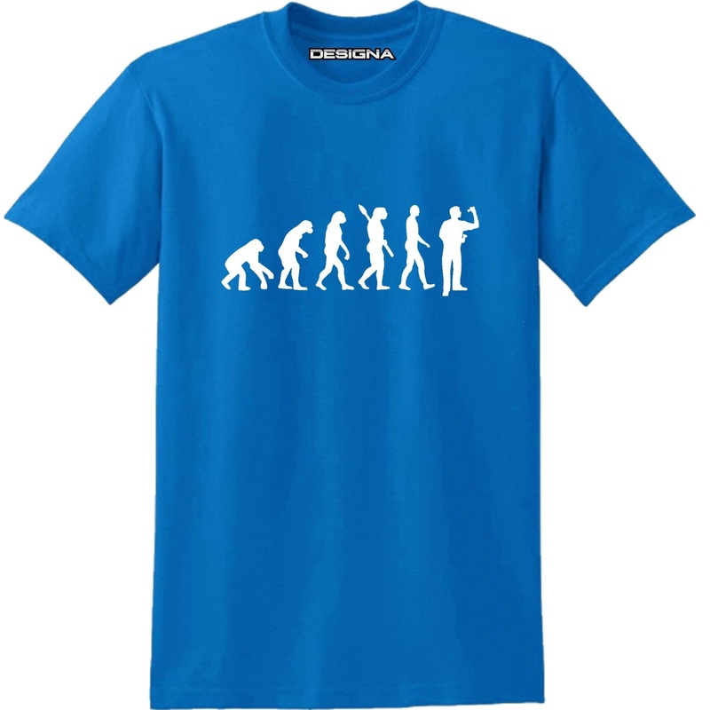 T Shirt – Humour Dart T-Shirt – Blue – Evolution of a Dart Player 2XL
