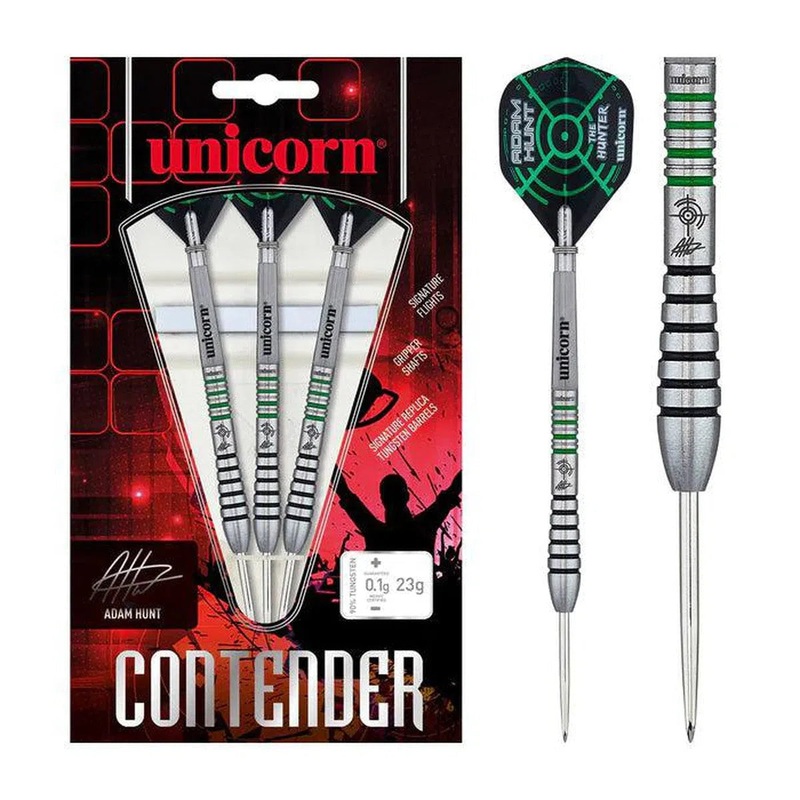 Unicorn Adam Hunt Contender 90% Tungsten Steel Tip Darts 23 GRAM