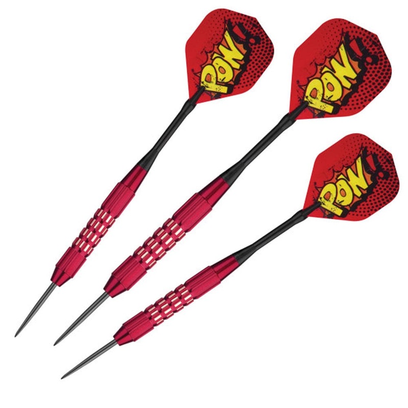 Viper Comix Darts – Steel Tip – Coated Alloy – Cut Grooves – inc Extras – Red 22g