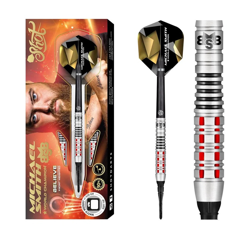 Shot Michael Smith Believe 90% Soft Tip Darts 18 GRAM