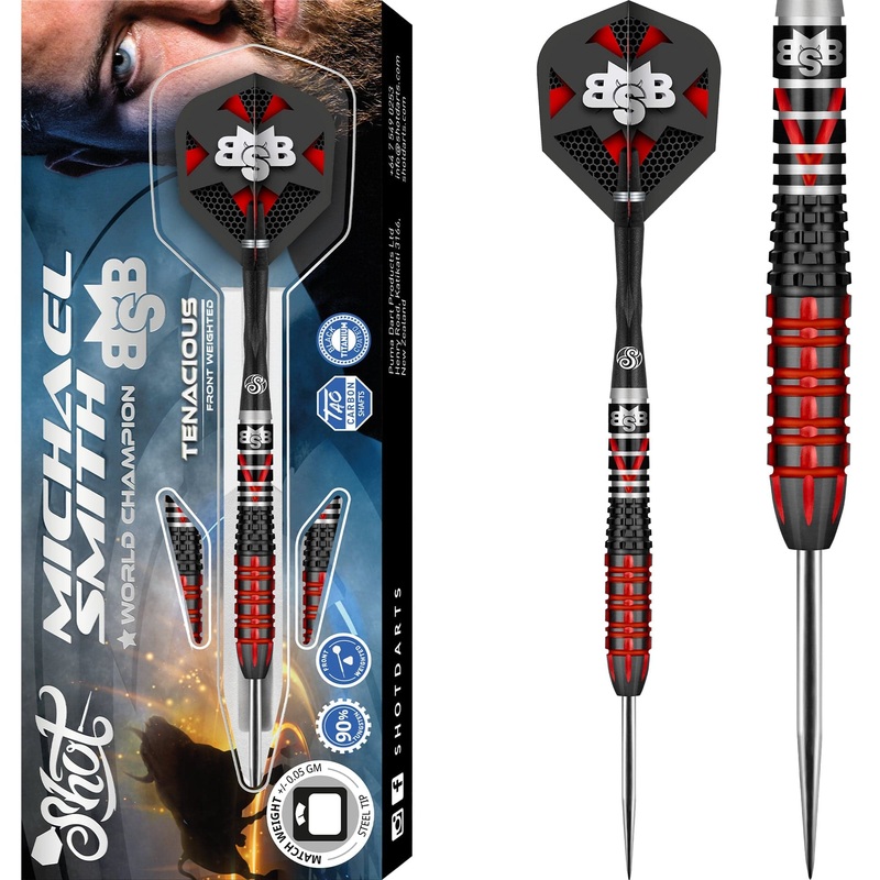 Shot Michael Smith Darts – Steel Tip Tungsten – Front Weighted – Bully Boy – Tenacious 23g