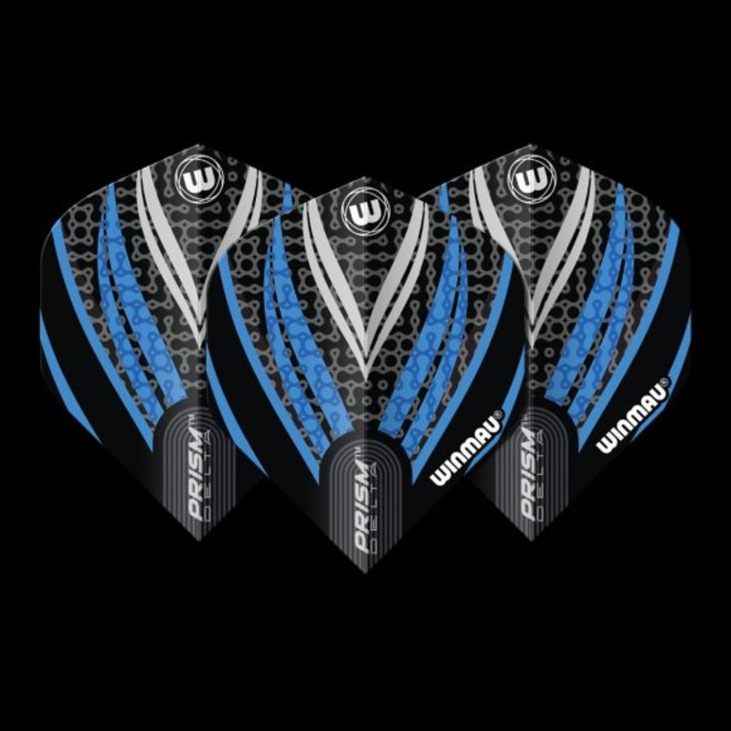Winmau Prism Delta Black, White & Blue Extra Thick Flights Standard 100 Micron Poly metronic extra thick