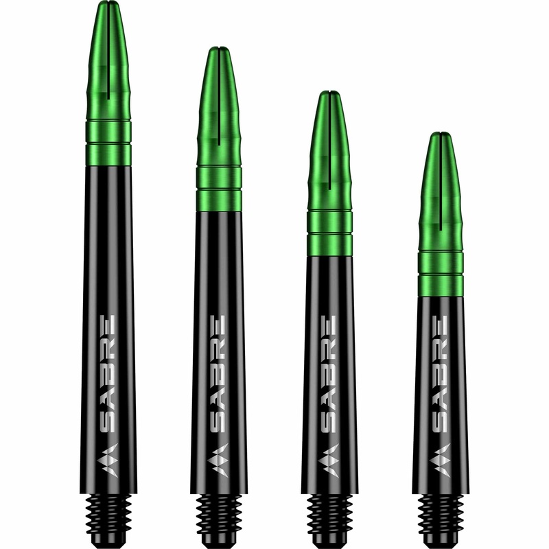 *Mission Sabre Shafts – Polycarbonate Dart Stems – Black – Green Top Medium