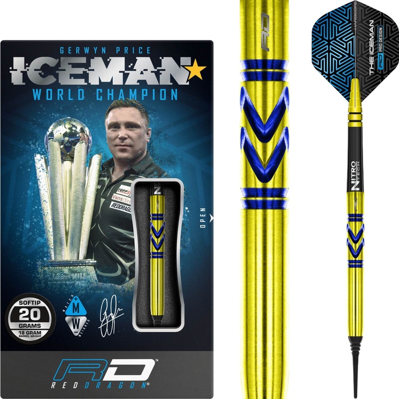 Red Dragon – Gerwyn Price Avalanche Gold Darts – Soft Tip – 90% Tungsten – 20g