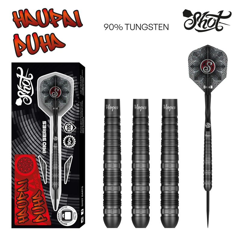 Shot Pro Series Haupai Puha 2.0 Steel Tip Dart Set-90% Tungsten Barrels-24gm