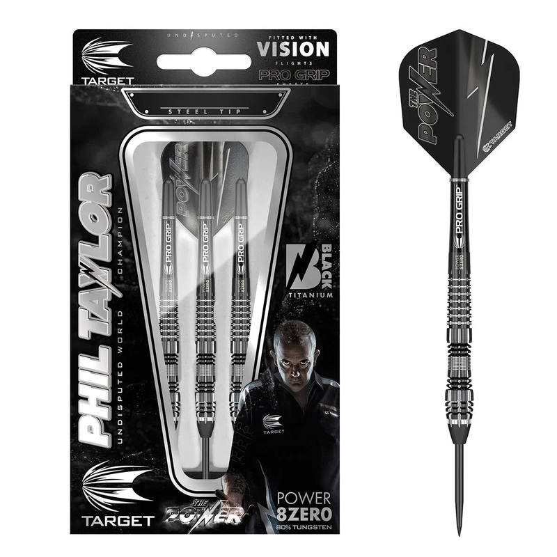 Target Darts Phil Taylor Power 8Zero 4 Black 80% Tungsten Steel Tip Darts 21 GRAM