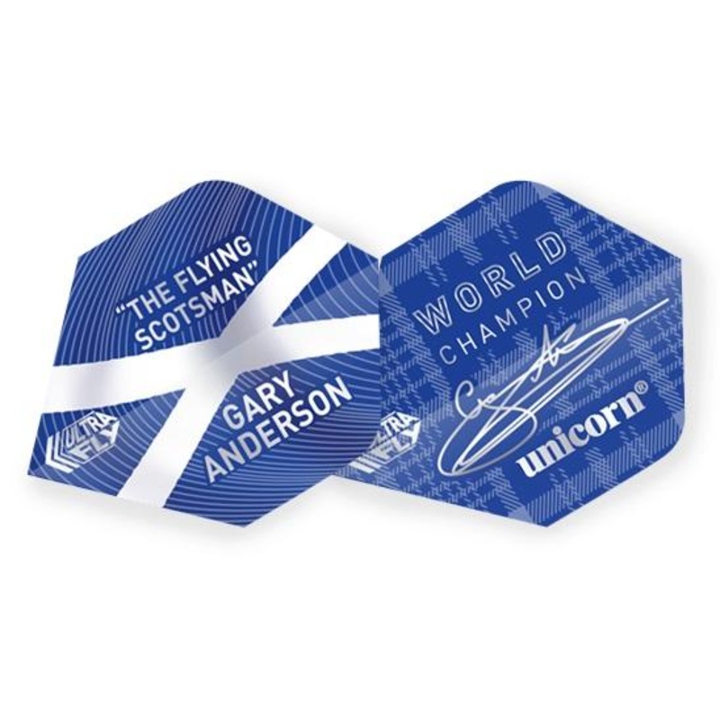 Unicorn Gary Anderson Big Wing Ultrafly Authentic World Champion Dart Flights Blue
