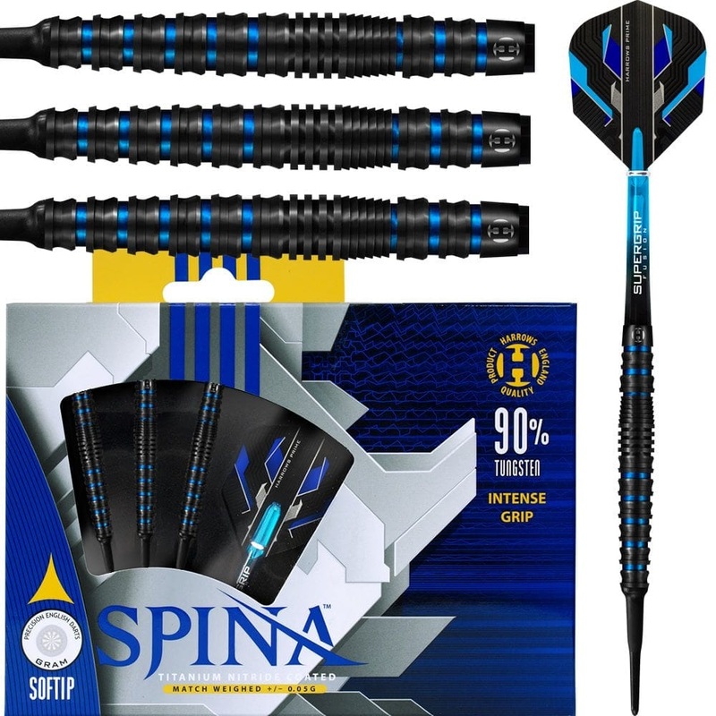 *Harrows Spina Darts – Soft Tip Tungsten – Black Blue 18g