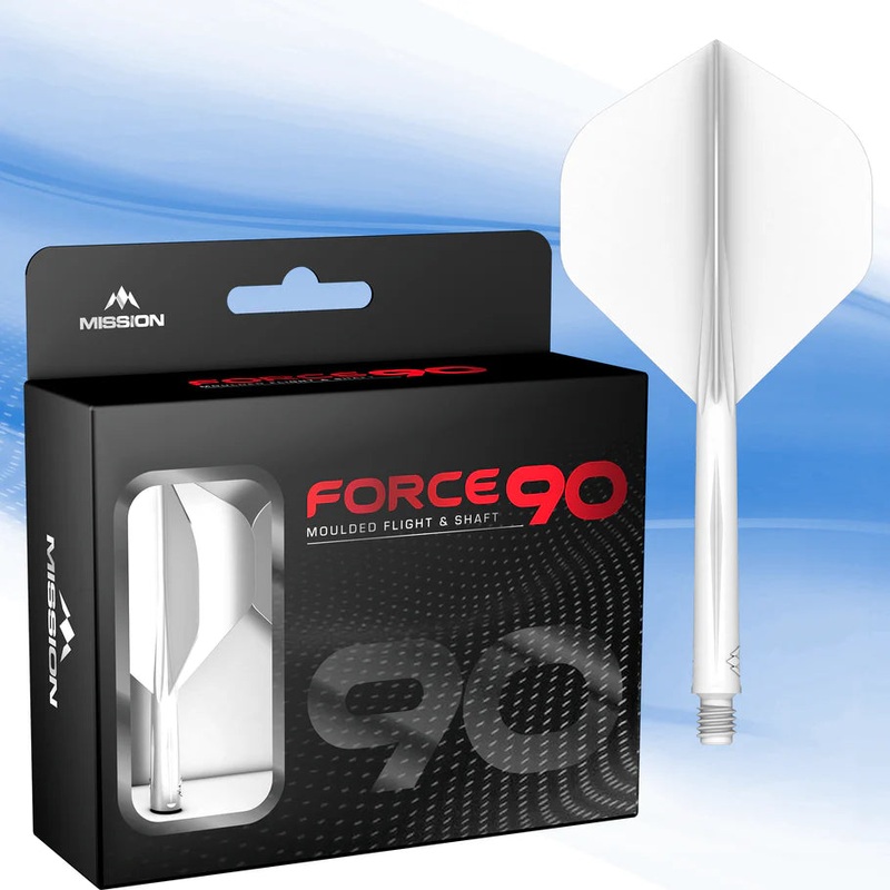 Mission Force 90 – Molded Flight & Shaft System – White – Standard No2 – Short White Short (64.1mm in length excluding thread) Composite Material