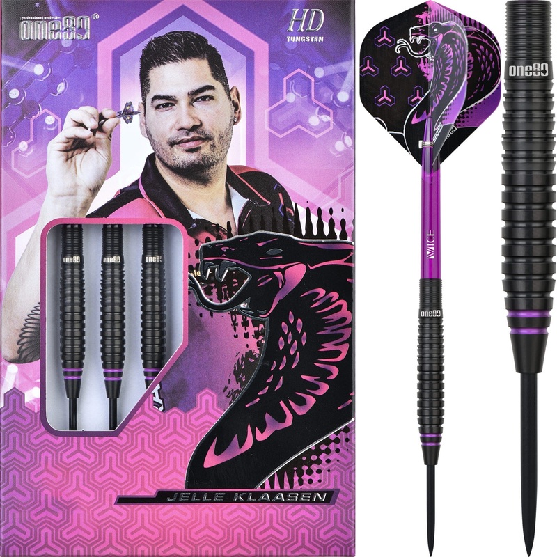 One80 Jelle Klaasen HD Darts – Steel Tip – The Cobra – Black 22g