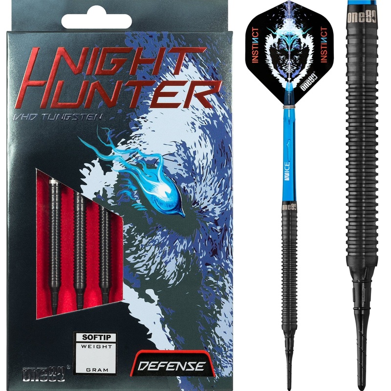 One80 Night Hunter Darts – Soft Tip – Black – Defense 16g