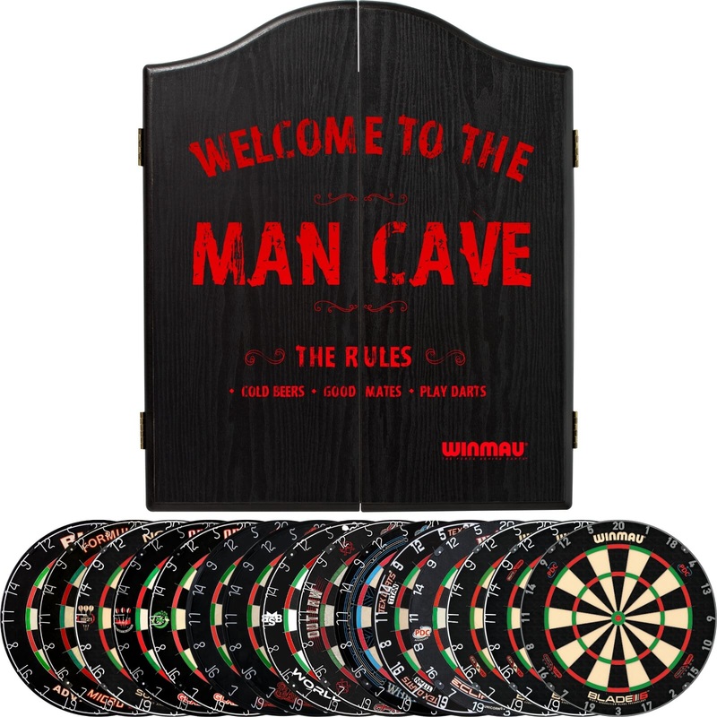 Winmau – Man Cave Dartboard Cabinet & Dartboard Bundle – Choose Your Board Bulls NL – Advantage 501