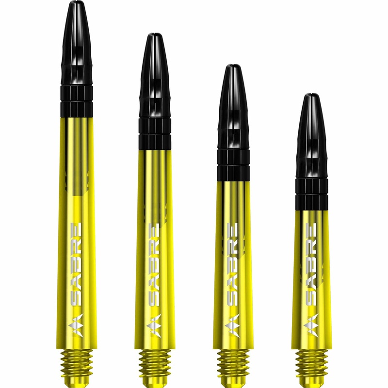 *Mission Sabre Shafts – Polycarbonate Dart Stems – Yellow – Black Top Medium