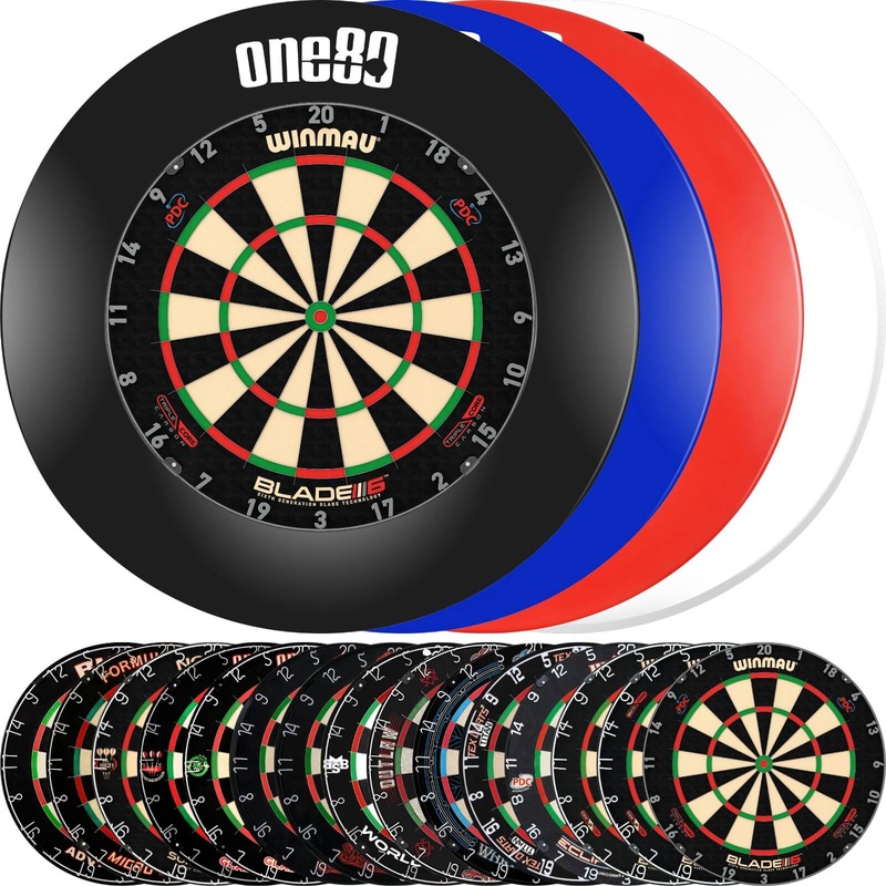 One80 – Printed Dartboard Surround & Dartboard Bundle – Choose Your Board Black Bulls NL – Advantage 501