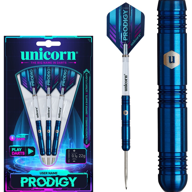 Prodigy S1 95% Tungsten Steel Tip Darts by Unicorn 22 Gram