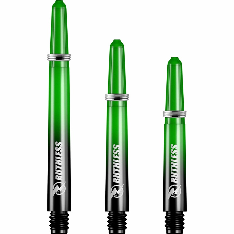 Ruthless Deflectagrip Dart Shafts – Two Tone – Polycarbonate Stems with Springs – Green Medium
