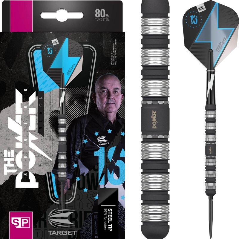 Target – Phil Taylor Power Series Black Darts – Swiss Point – Steel Tip – 80% Tungsten – 21g 23g 21 grams