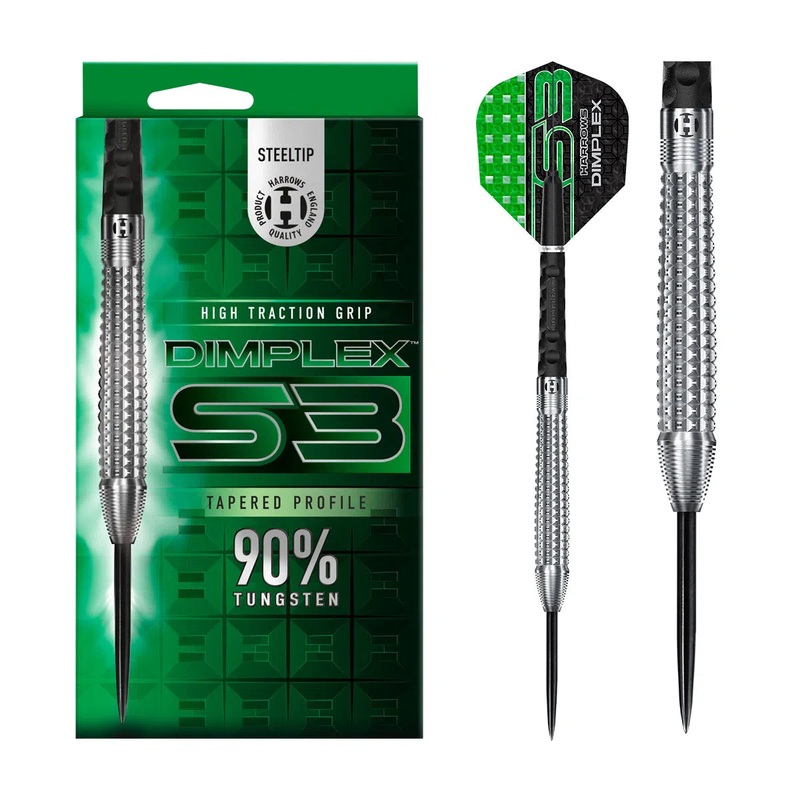 Harrows Dimplex S3 Tapered 90% Tungsten Steel Tip Darts 22 GRAM