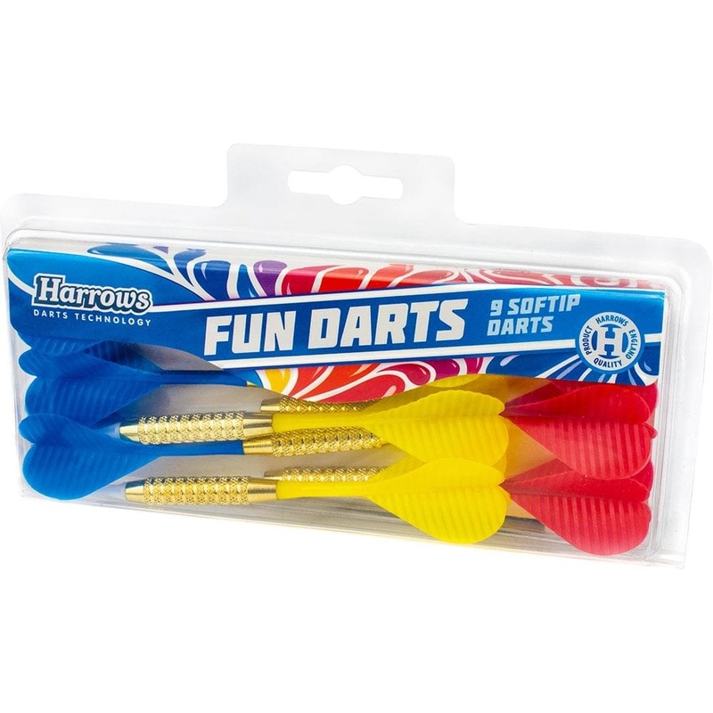 Harrows Fun Darts – 3 Sets of Colour Coded Pub Darts – Soft Tip