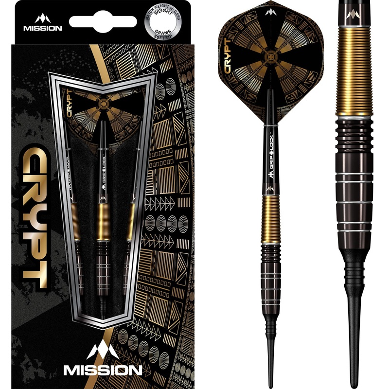 Mission Crypt Darts – Soft Tip – M1 – Black & Gold 20g