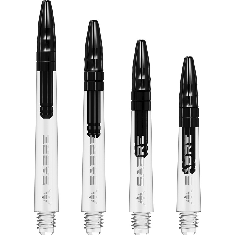 *Mission Sabre Shafts – Polycarbonate Dart Stems – Clear – Black Top Medium