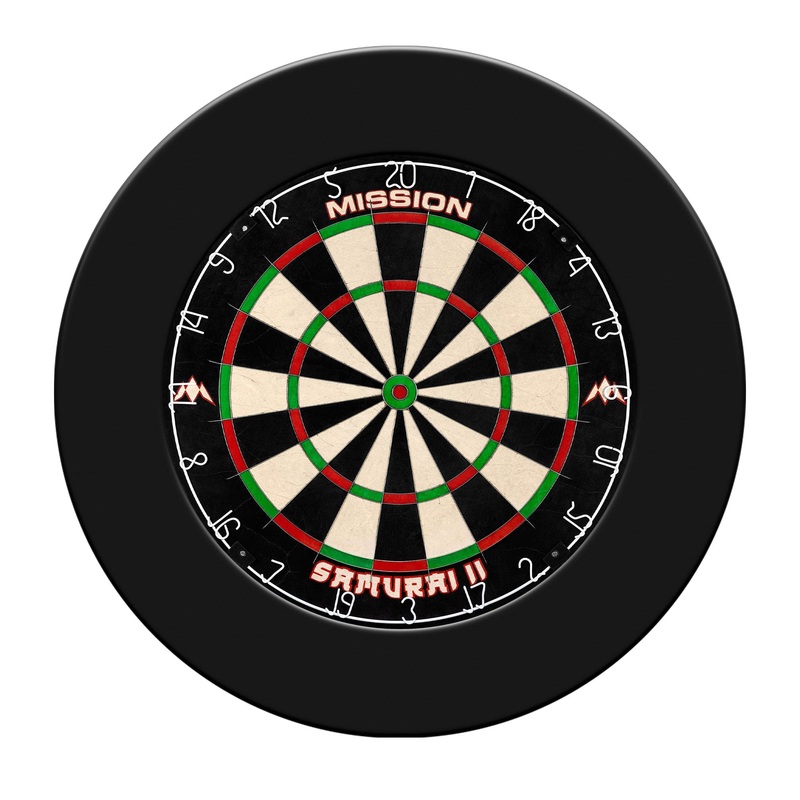 Mission Samurai II Dartboard Set – Dart Board & Surround – Black