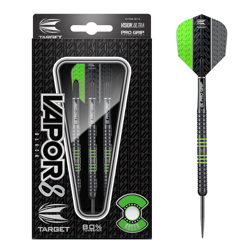 Target Darts Vapor8 80% Tungsten Black/Green Steel Tip Darts 21 GRAM