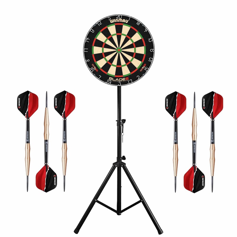 Winmau Blade 6 Dartboard & Stand Set – Dart Board, Stand & 2 sets of Brass Darts