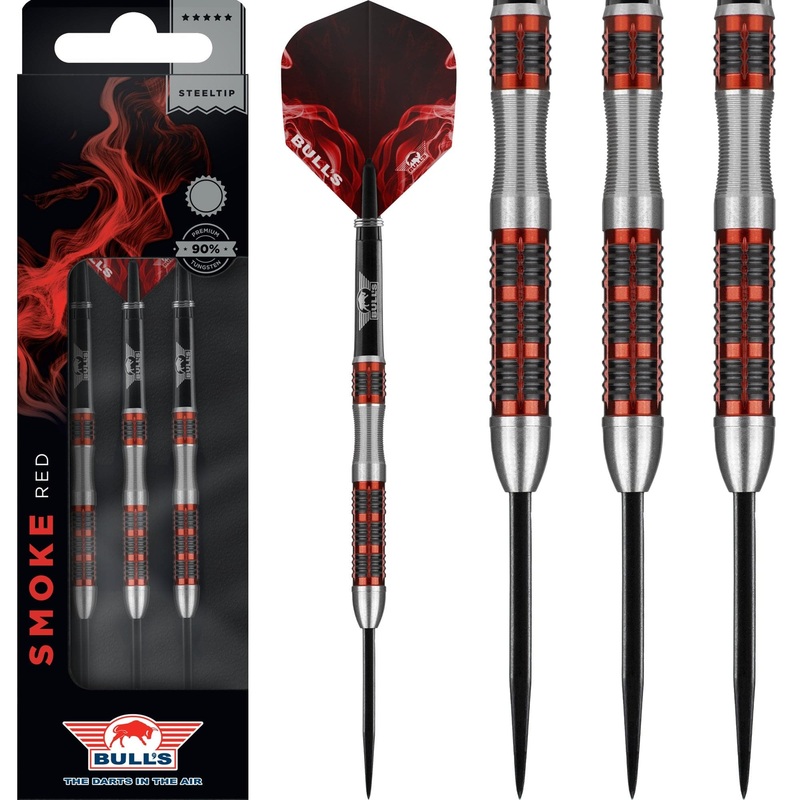 Bulls Smoke Darts – Steel Tip – Style B – Ringed – Black and Red 23g