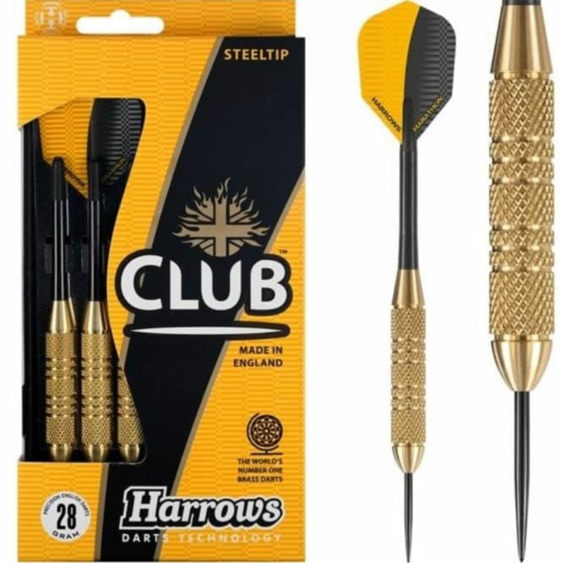 Harrows Club Brass Darts – Steel Tip – Solid Precision Brass – 28g 28g