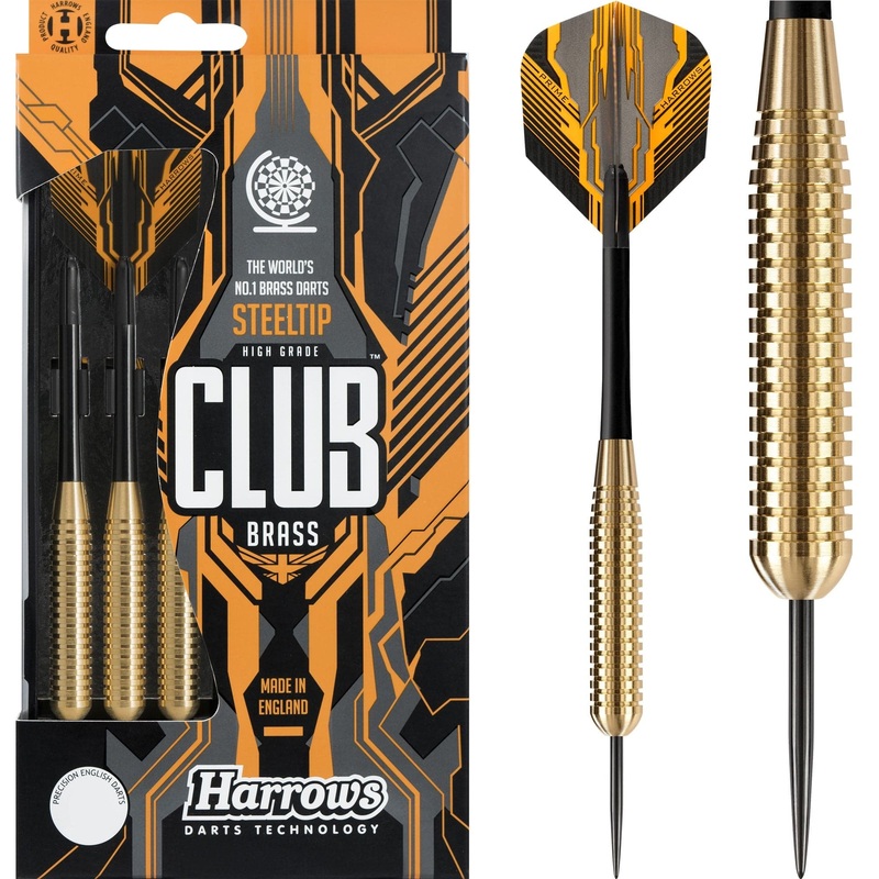 Harrows Club Brass Darts – Steel Tip – Solid Precision Brass – S08 – 23g 23g
