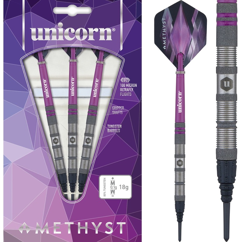 Unicorn Amethyst Darts – Soft Tip – Utech – Style 1 – Sandblasted 18g
