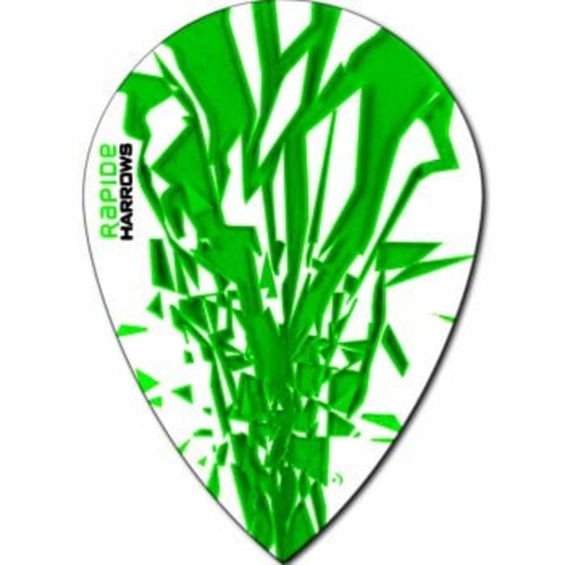 Harrows Rapide Pear Green on White Dart Flights Green