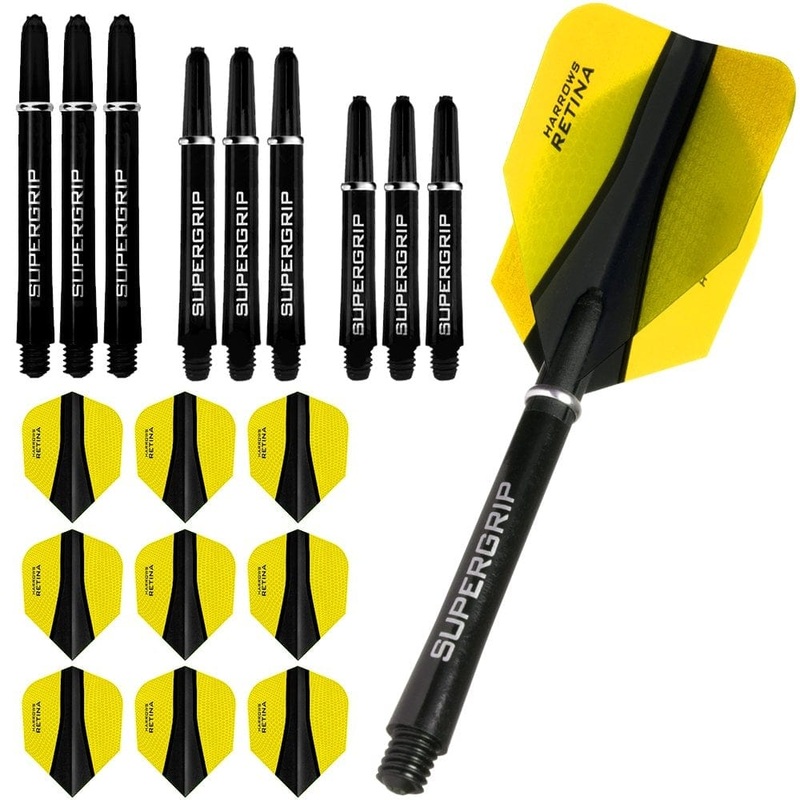 Harrows Retina-X Dart Flights and Shafts Combo Kit – 3 Sets – Yellow
