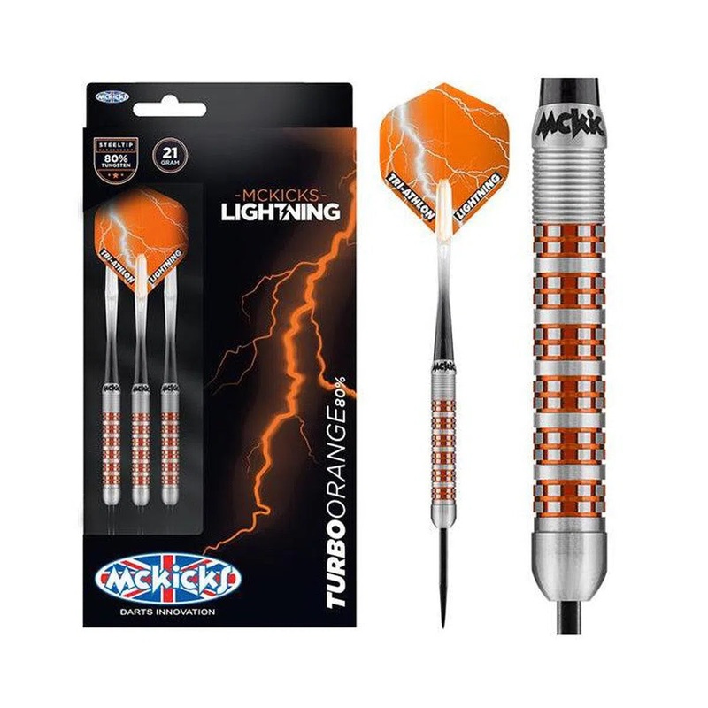 McKicks Turbo Orange 80% Tungsten Steel Tip Darts 21 GRAM