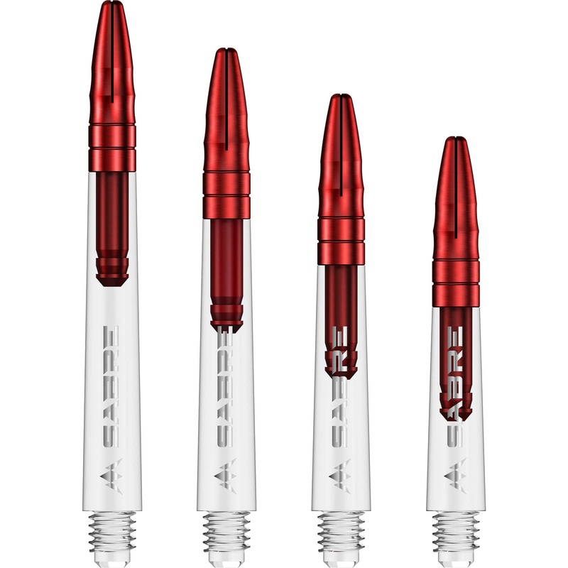 *Mission Sabre Shafts – Polycarbonate Dart Stems – Clear – Red Top Medium