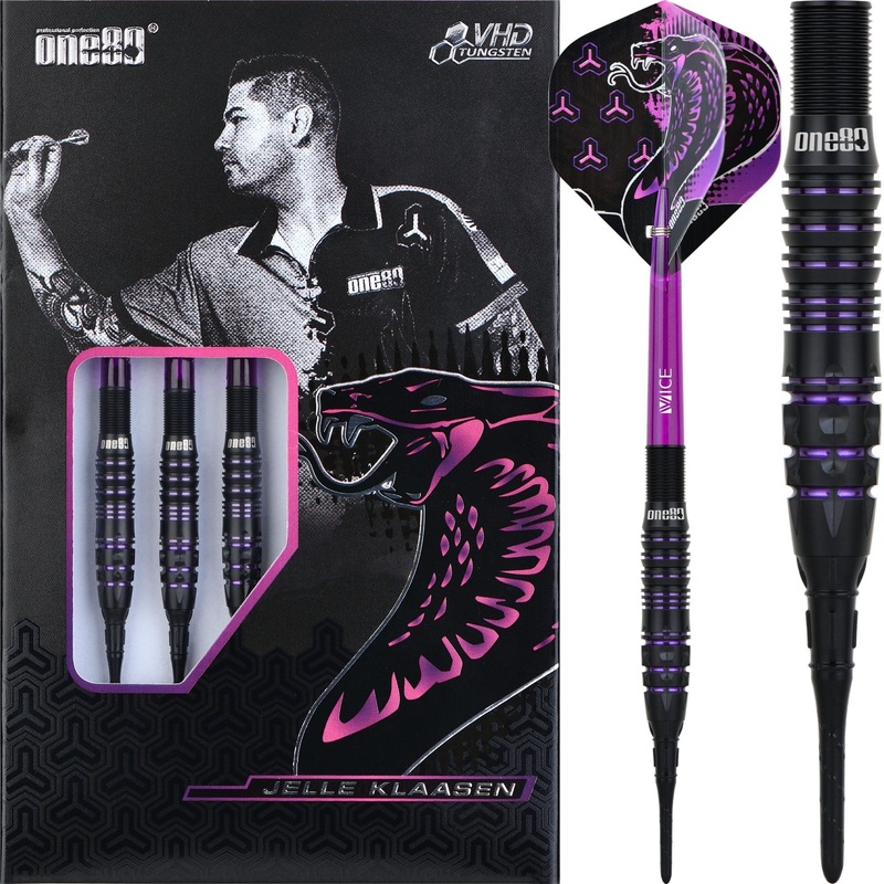 One80 Jelle Klaasen VHD Darts – Soft Tip – The Cobra – Black 16g