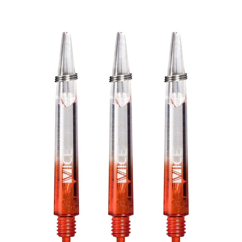 One80 Proplast Vice Dart Shafts – Red/Clear – In Between Polycarbonate In Between (41mm in length excluding thread) Red/Clear