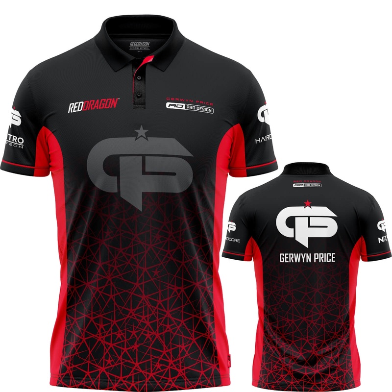 Red Dragon – Gerwyn Price Red Tour Polo Dart Shirt – S to 3XL S