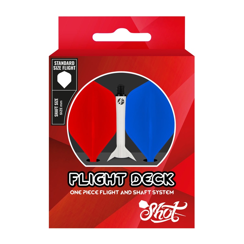 Shot Flight Deck One Piece Dart Flight and Shaft System Tricolor Short