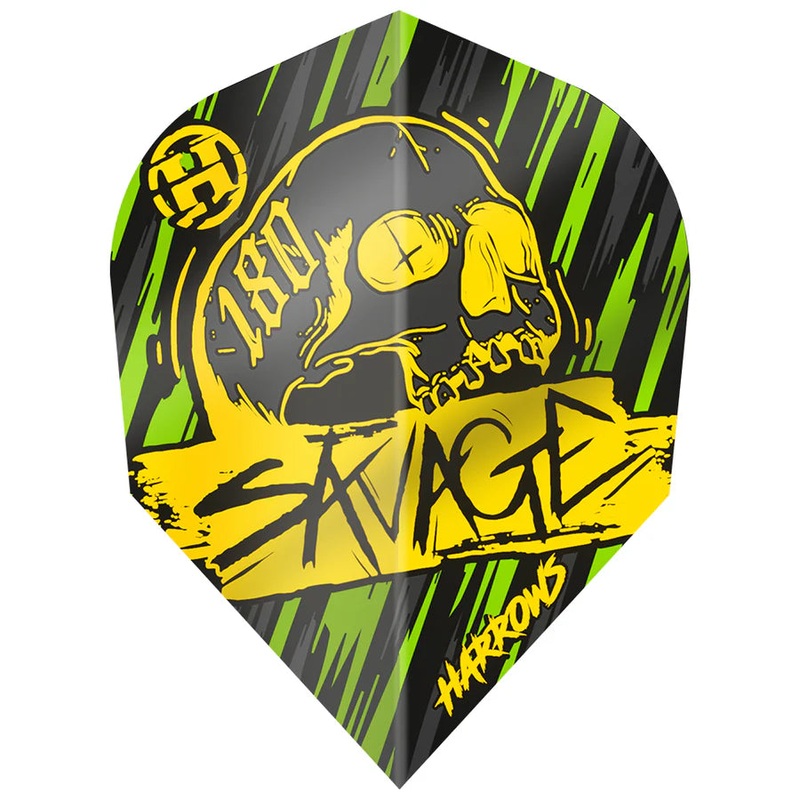 Harrows Savage Yellow/Green Standard Dart Flights Standard 100 Micron Extra Strong