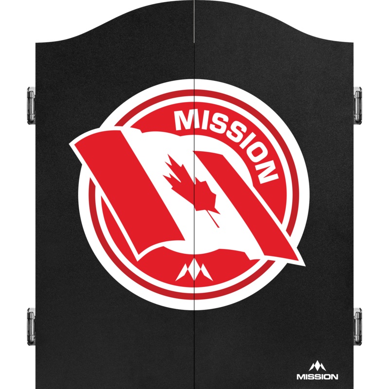Mission Dartboard Cabinet – Canada Design – Black – Flying Flag